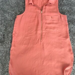Dynamite Pink Sleeveless Blouse with Zip-Up Front. Size XS.